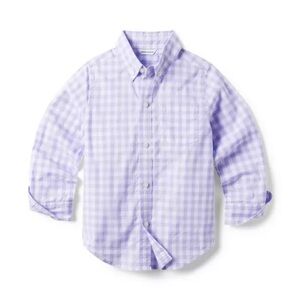 Janie and Jack 3T Boys Purple Checkered Gingham Poplin Button Down Shirt